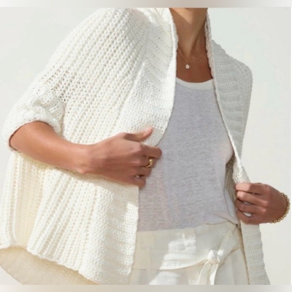 Brochu Walker The Fida Handknit Shrug Salt White Knit Sweater size S